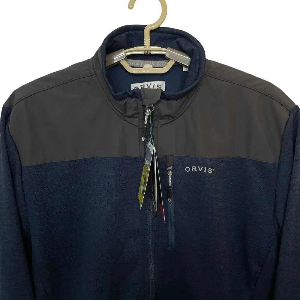NWT Orvis Men's Bonded Mesh Full-Zip Jacket In Dark Blue Fleece Size Medium